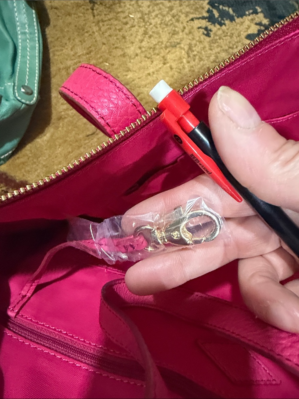 Fossil Hot Pink Leather Shoulder Tote - Picture 3 of 7